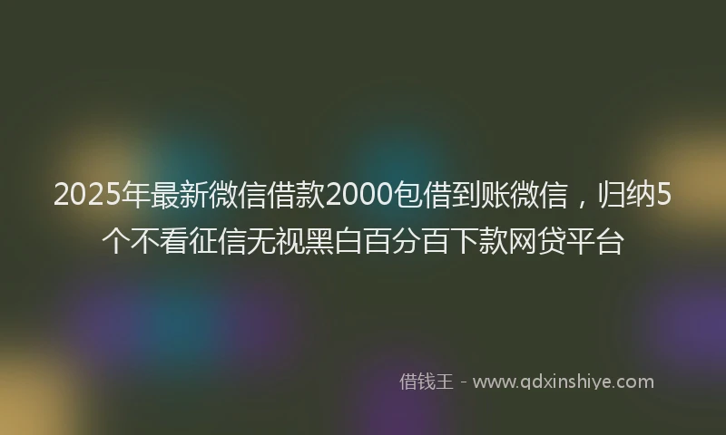2025年最新微信借款2000包借到账微信，归纳5个不看征信无视黑白百分百下款网贷平台