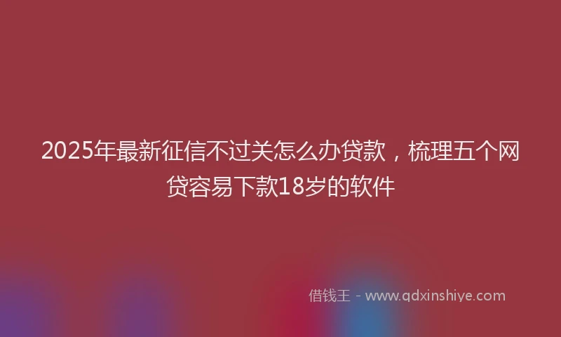 2025年最新征信不过关怎么办贷款，梳理五个网贷容易下款18岁的软件