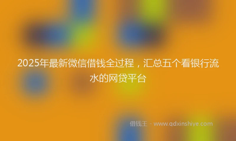 2025年最新微信借钱全过程，汇总五个看银行流水的网贷平台