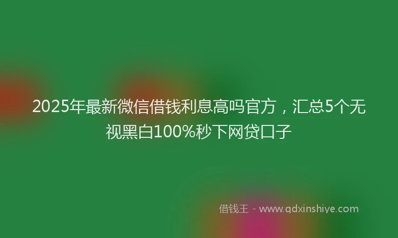 2025年最新微信借钱利息高吗官方，汇总5个无视黑白100%秒下网贷口子