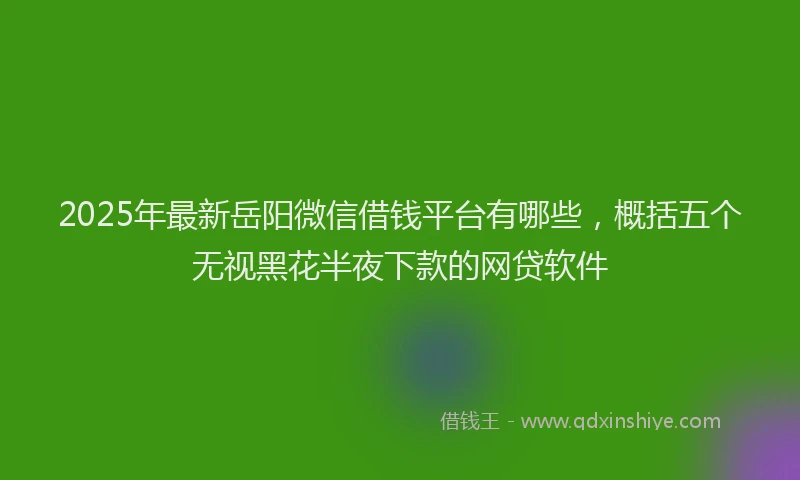 2025年最新岳阳微信借钱平台有哪些，概括五个无视黑花半夜下款的网贷软件