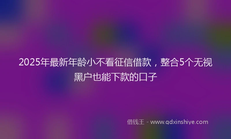 2025年最新年龄小不看征信借款，整合5个无视黑户也能下款的口子