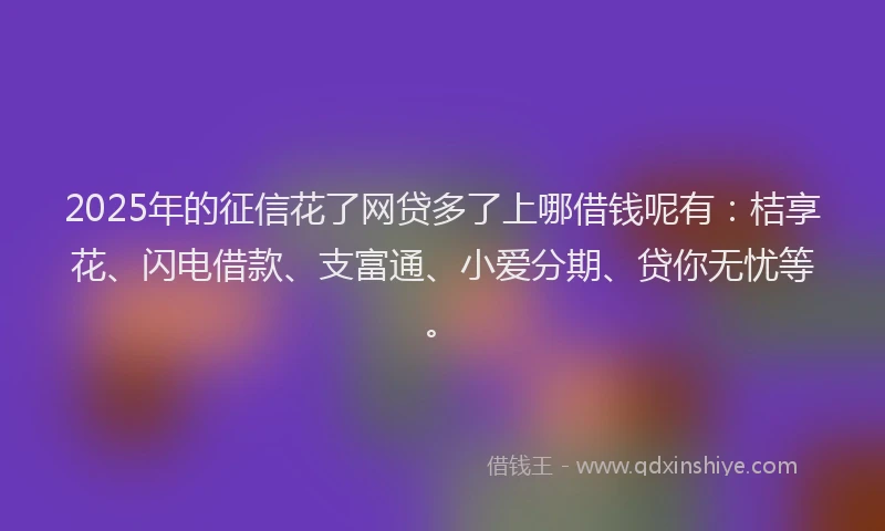 2025年的征信花了网贷多了上哪借钱呢有：桔享花、闪电借款、支富通、小爱分期、贷你无忧等。