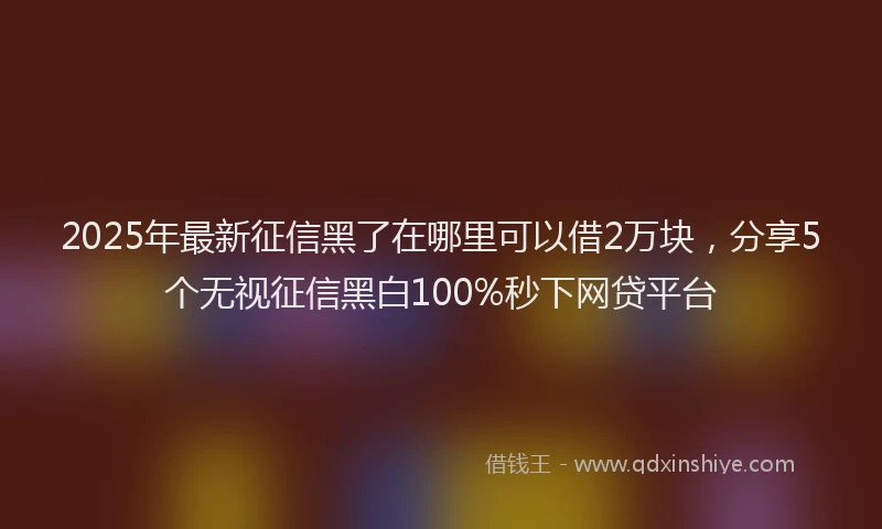 2025年最新征信黑了在哪里可以借2万块，分享5个无视征信黑白100%秒下网贷平台