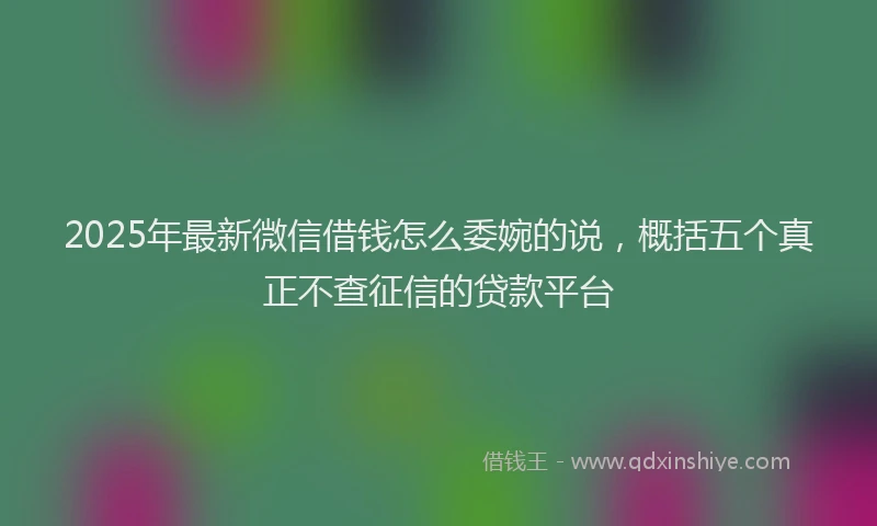 2025年最新微信借钱怎么委婉的说，概括五个真正不查征信的贷款平台