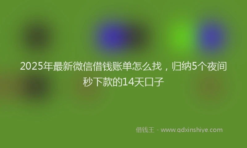 2025年最新微信借钱账单怎么找，归纳5个夜间秒下款的14天口子