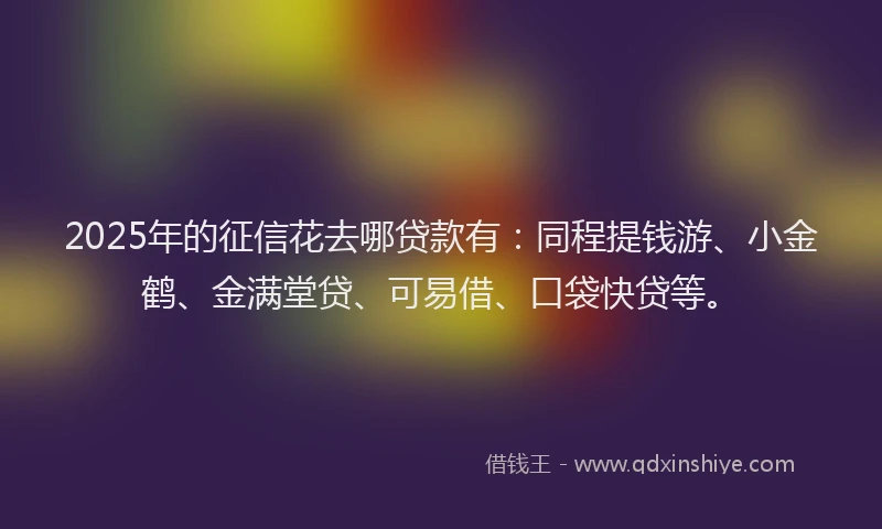 2025年的征信花去哪贷款有：同程提钱游、小金鹤、金满堂贷、可易借、口袋快贷等。