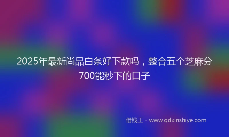 2025年最新尚品白条好下款吗，整合五个芝麻分700能秒下的口子