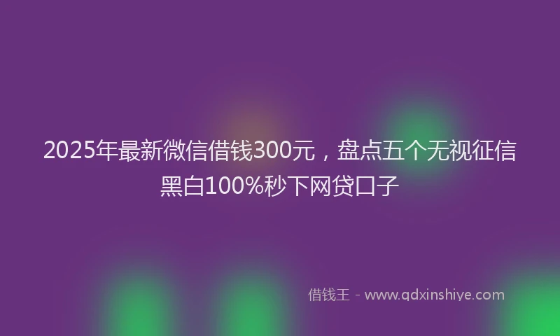 2025年最新微信借钱300元，盘点五个无视征信黑白100%秒下网贷口子