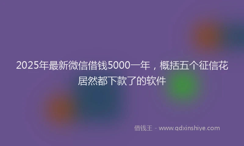 2025年最新微信借钱5000一年，概括五个征信花居然都下款了的软件
