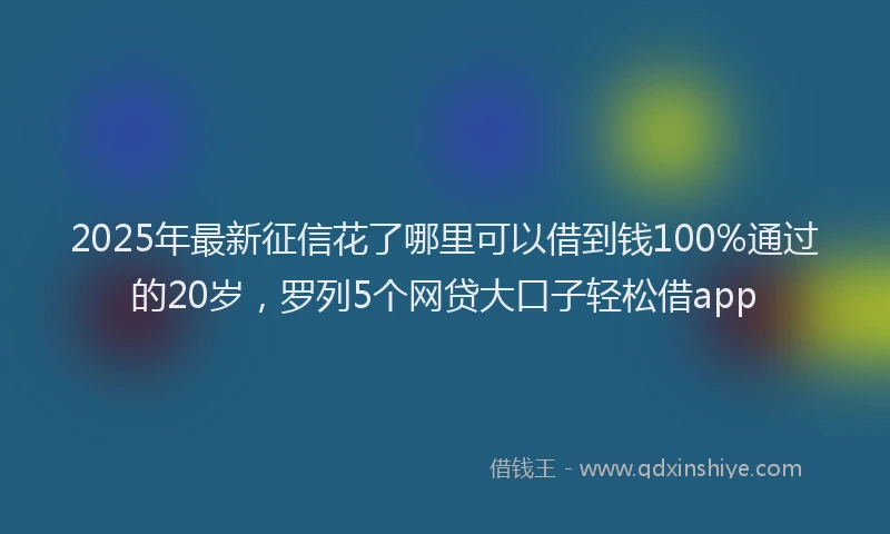 2025年最新征信花了哪里可以借到钱100%通过的20岁，罗列5个网贷大口子轻松借app