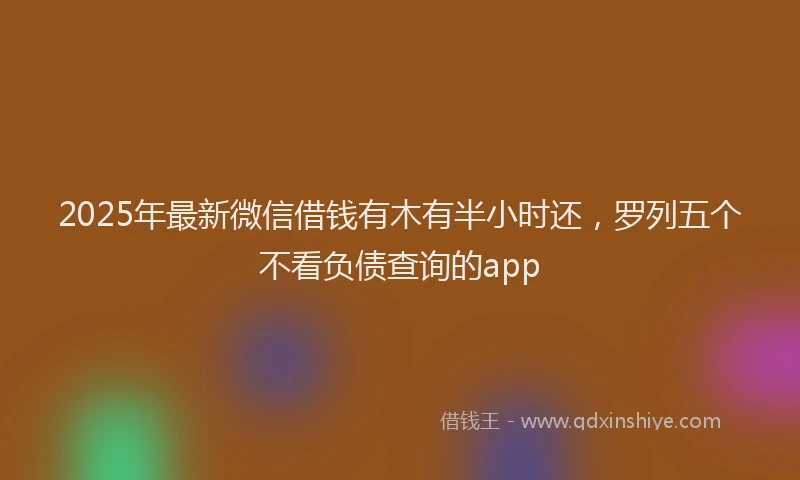 2025年最新微信借钱有木有半小时还，罗列五个不看负债查询的app
