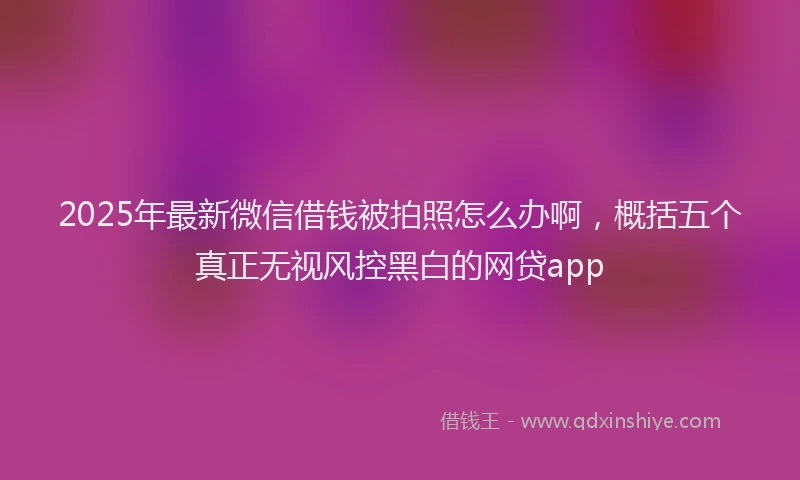 2025年最新微信借钱被拍照怎么办啊，概括五个真正无视风控黑白的网贷app