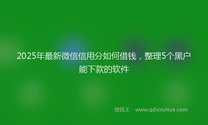 2025年最新微信信用分如何借钱，整理5个黑户能下款的软件
