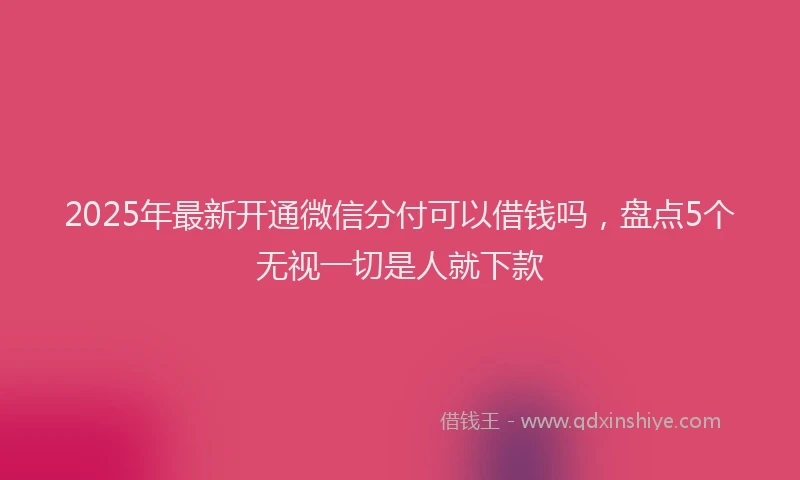 2025年最新开通微信分付可以借钱吗，盘点5个无视一切是人就下款
