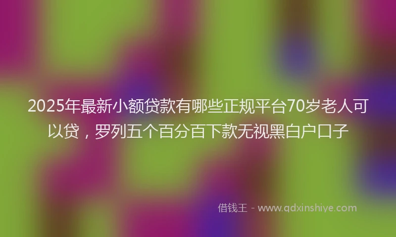 2025年最新小额贷款有哪些正规平台70岁老人可以贷，罗列五个百分百下款无视黑白户口子