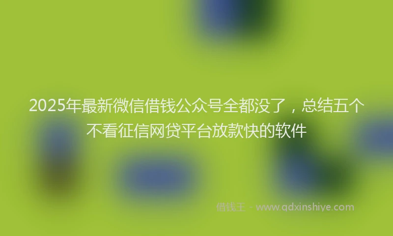 2025年最新微信借钱公众号全都没了，总结五个不看征信网贷平台放款快的软件