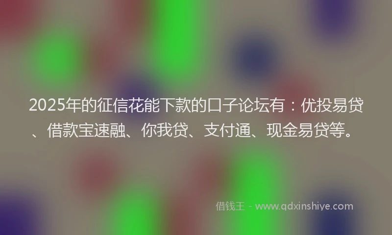 2025年的征信花能下款的口子论坛有：优投易贷、借款宝速融、你我贷、支付通、现金易贷等。