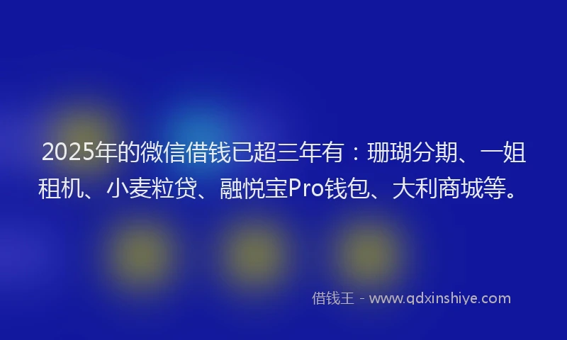 2025年的微信借钱已超三年有：珊瑚分期、一姐租机、小麦粒贷、融悦宝Pro钱包、大利商城等。