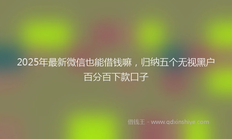 2025年最新微信也能借钱嘛，归纳五个无视黑户百分百下款口子