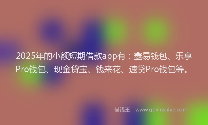 2025年的小额短期借款app有：鑫易钱包、乐享Pro钱包、现金贷宝、钱来花、速贷Pro钱包等。