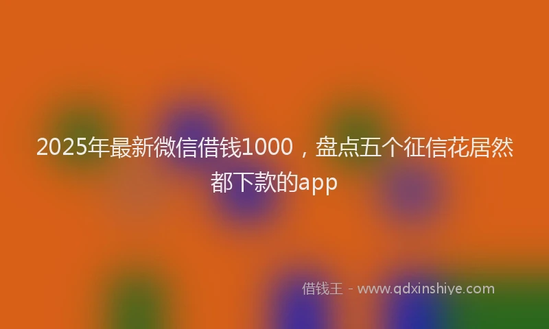 2025年最新微信借钱1000，盘点五个征信花居然都下款的app