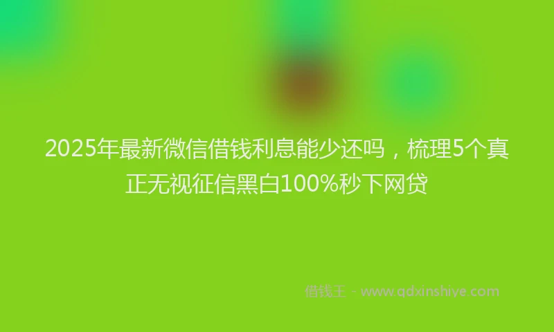2025年最新微信借钱利息能少还吗，梳理5个真正无视征信黑白100%秒下网贷
