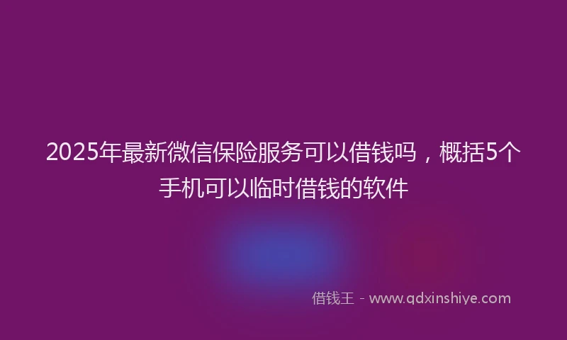 2025年最新微信保险服务可以借钱吗，概括5个手机可以临时借钱的软件