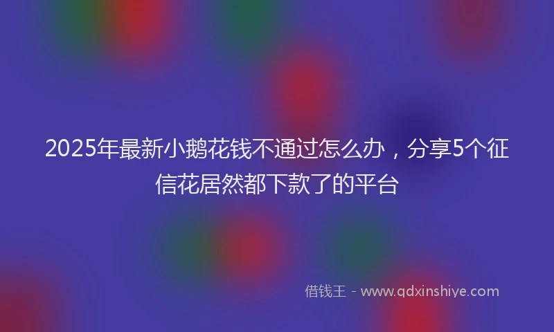 2025年最新小鹅花钱不通过怎么办，分享5个征信花居然都下款了的平台