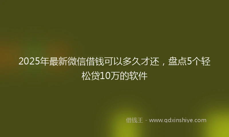 2025年最新微信借钱可以多久才还，盘点5个轻松贷10万的软件