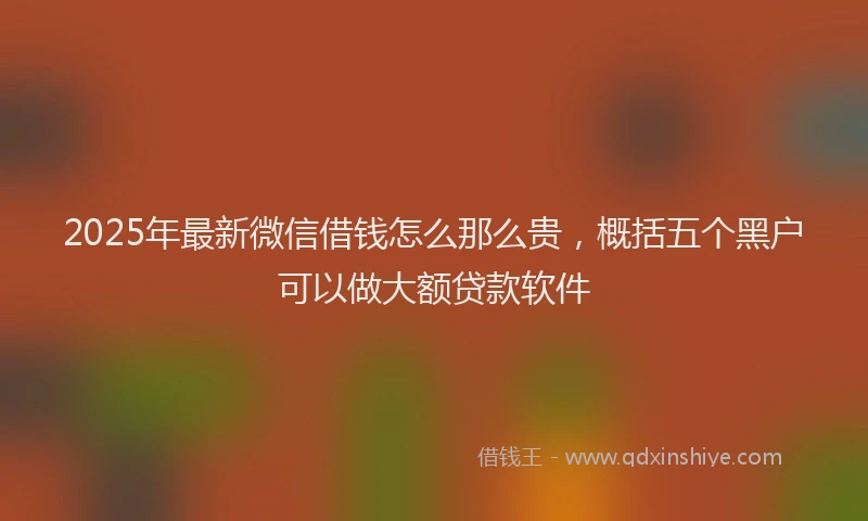 2025年最新微信借钱怎么那么贵，概括五个黑户可以做大额贷款软件