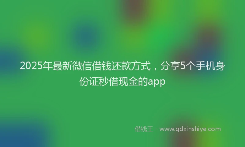 2025年最新微信借钱还款方式，分享5个手机身份证秒借现金的app