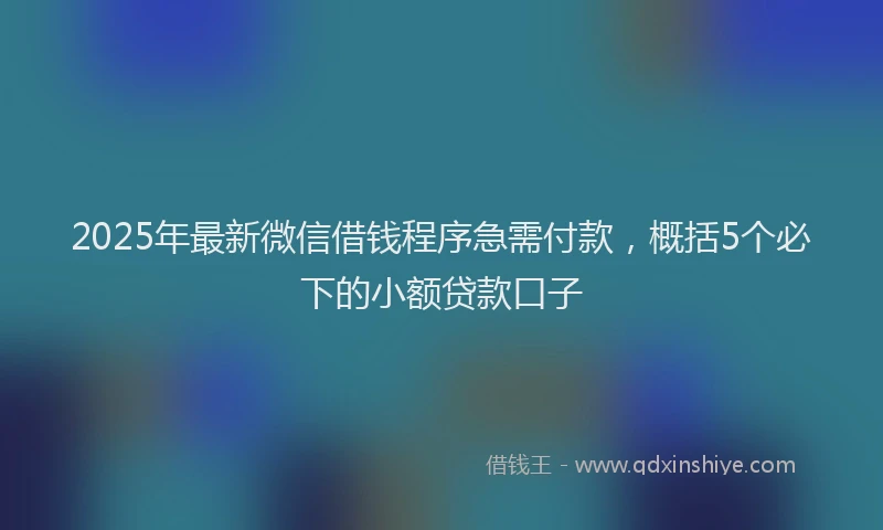 2025年最新微信借钱程序急需付款，概括5个必下的小额贷款口子