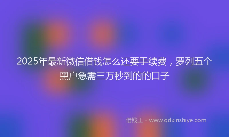 2025年最新微信借钱怎么还要手续费，罗列五个黑户急需三万秒到的的口子