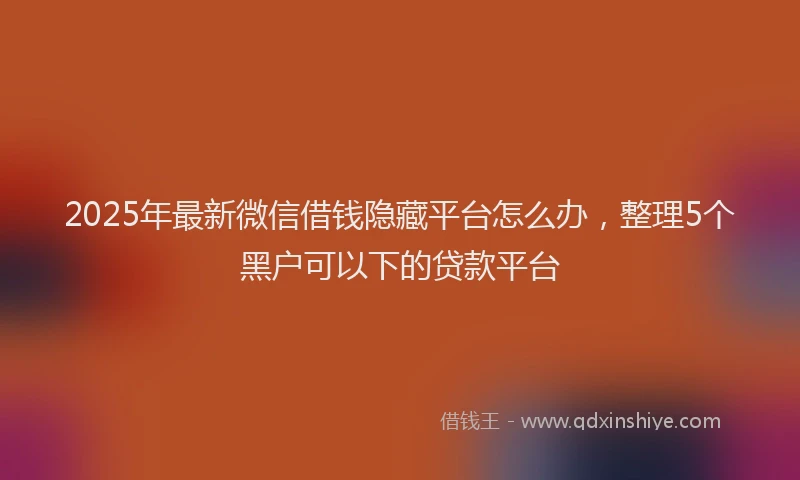 2025年最新微信借钱隐藏平台怎么办，整理5个黑户可以下的贷款平台