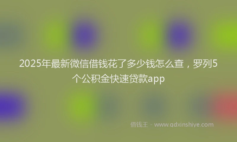 2025年最新微信借钱花了多少钱怎么查，罗列5个公积金快速贷款app