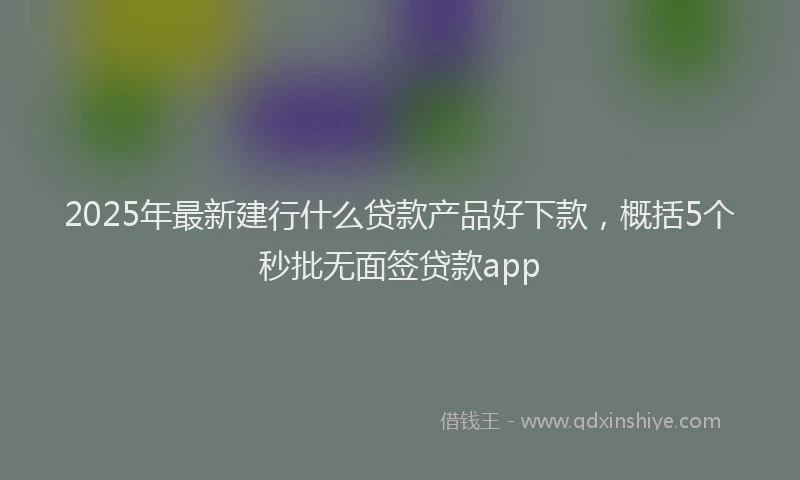 2025年最新建行什么贷款产品好下款，概括5个秒批无面签贷款app