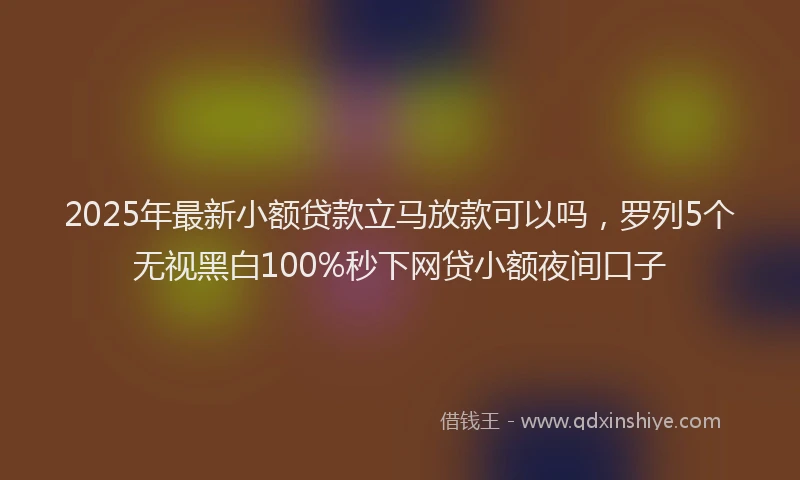 2025年最新小额贷款立马放款可以吗，罗列5个无视黑白100%秒下网贷小额夜间口子