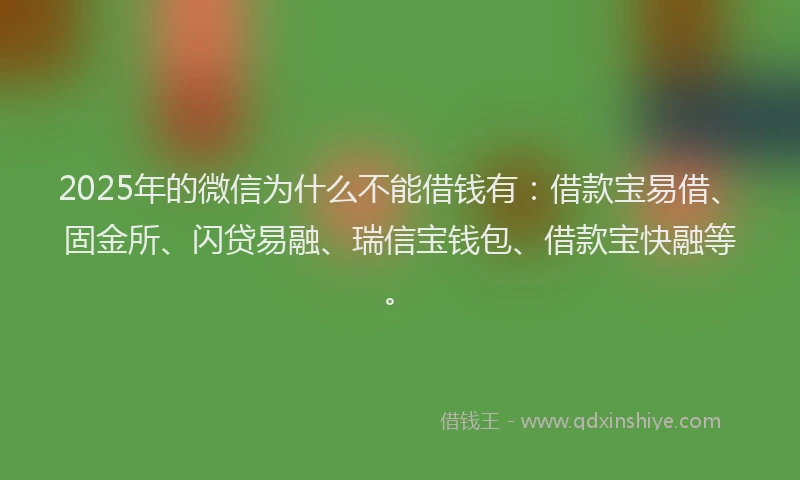 2025年的微信为什么不能借钱有：借款宝易借、固金所、闪贷易融、瑞信宝钱包、借款宝快融等。