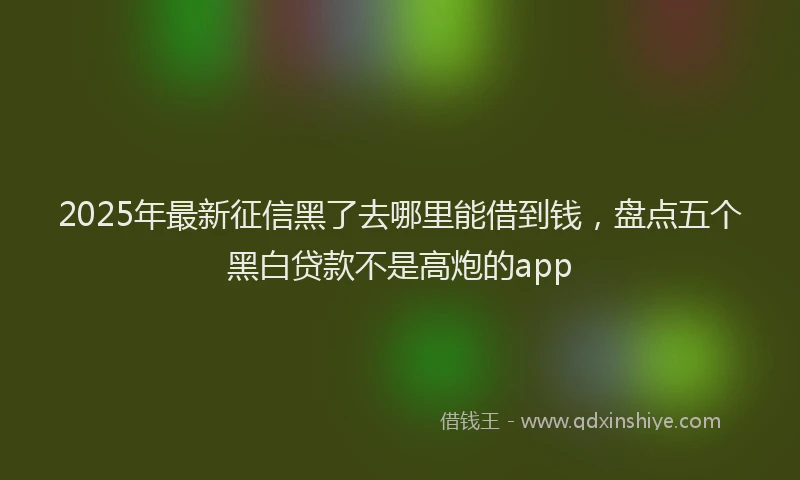 2025年最新征信黑了去哪里能借到钱，盘点五个黑白贷款不是高炮的app