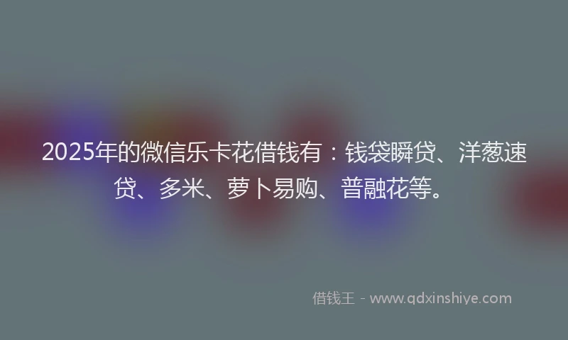 2025年的微信乐卡花借钱有：钱袋瞬贷、洋葱速贷、多米、萝卜易购、普融花等。