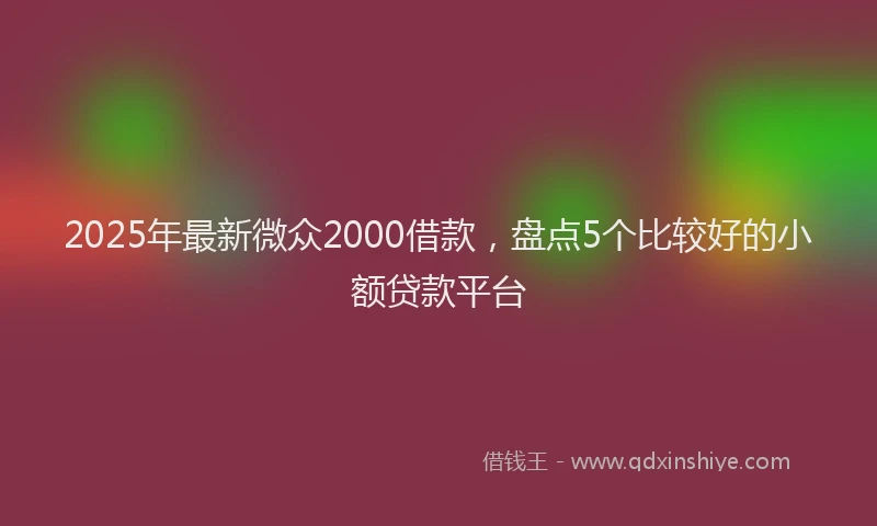 2025年最新微众2000借款，盘点5个比较好的小额贷款平台