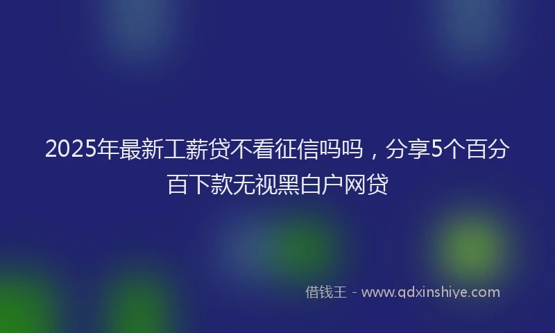 2025年最新工薪贷不看征信吗吗，分享5个百分百下款无视黑白户网贷