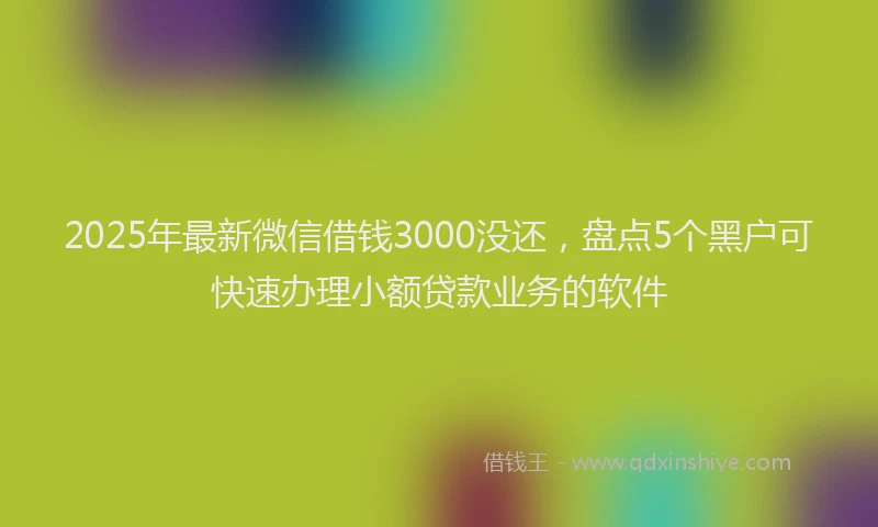 2025年最新微信借钱3000没还，盘点5个黑户可快速办理小额贷款业务的软件