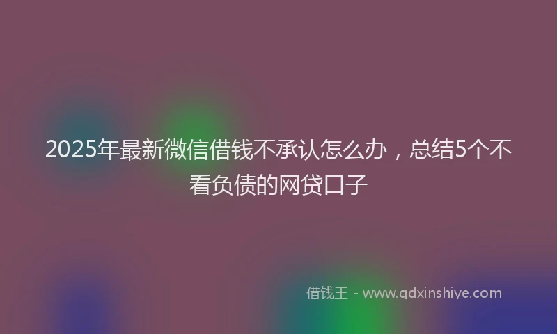 2025年最新微信借钱不承认怎么办，总结5个不看负债的网贷口子