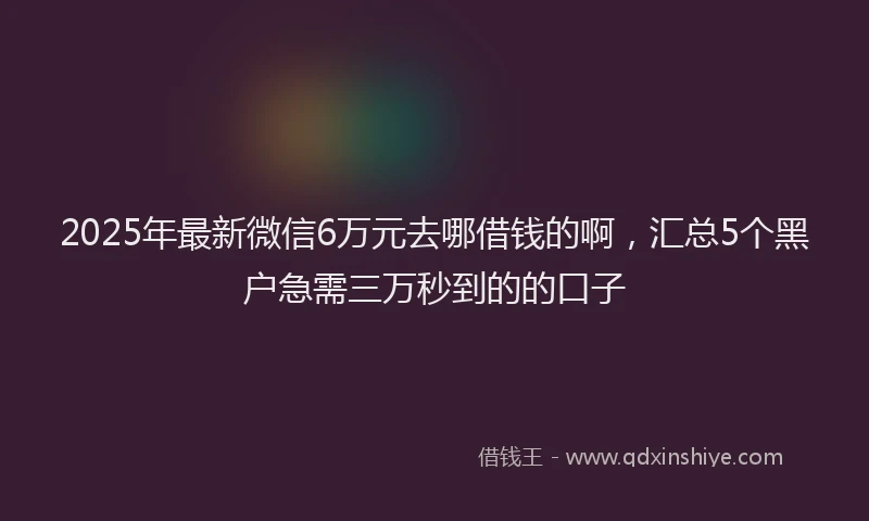 2025年最新微信6万元去哪借钱的啊，汇总5个黑户急需三万秒到的的口子