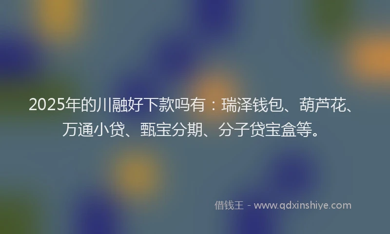 2025年的川融好下款吗有：瑞泽钱包、葫芦花、万通小贷、甄宝分期、分子贷宝盒等。
