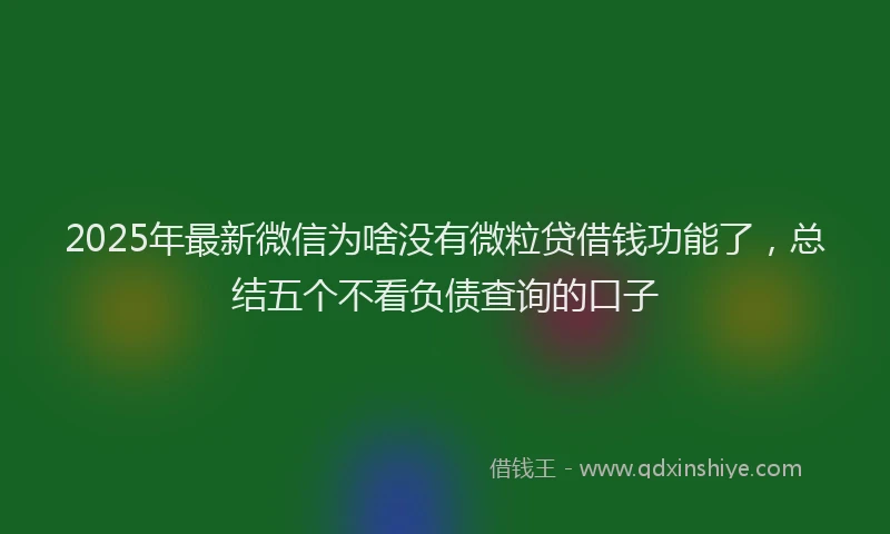 2025年最新微信为啥没有微粒贷借钱功能了，总结五个不看负债查询的口子