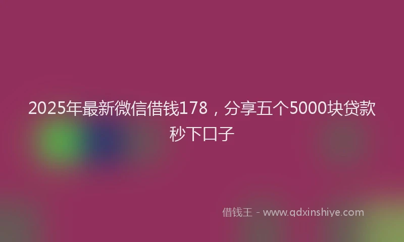 2025年最新微信借钱178，分享五个5000块贷款秒下口子
