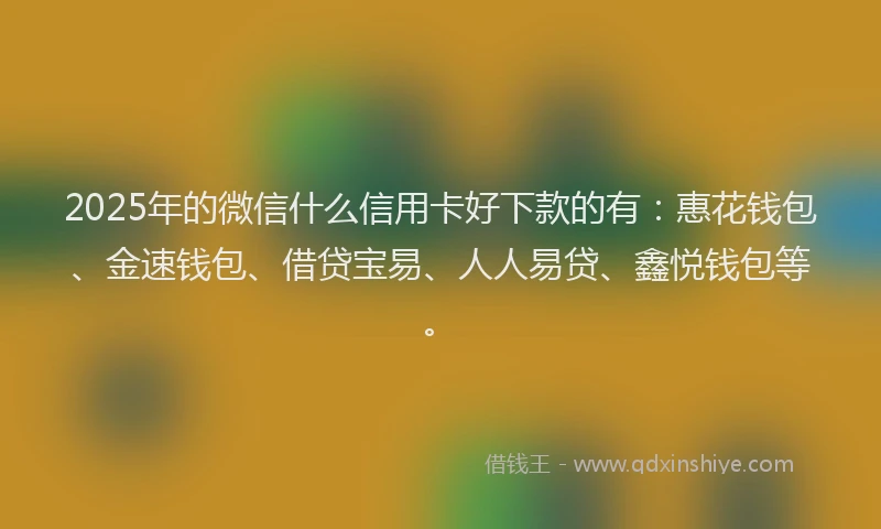 2025年的微信什么信用卡好下款的有：惠花钱包、金速钱包、借贷宝易、人人易贷、鑫悦钱包等。